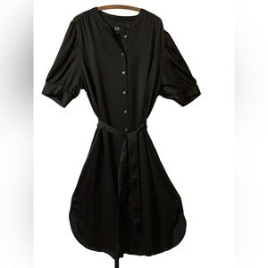 Gap Dress Size XXL Satin Dark Black Flowy MIDI Belt Summer Date Office